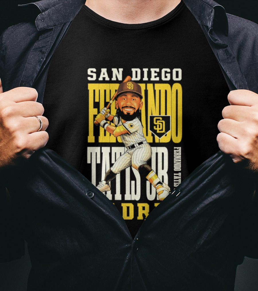 San Diego Padres Fernando Tatis Jr. Baseball Caricature SD Padres T-Shirt