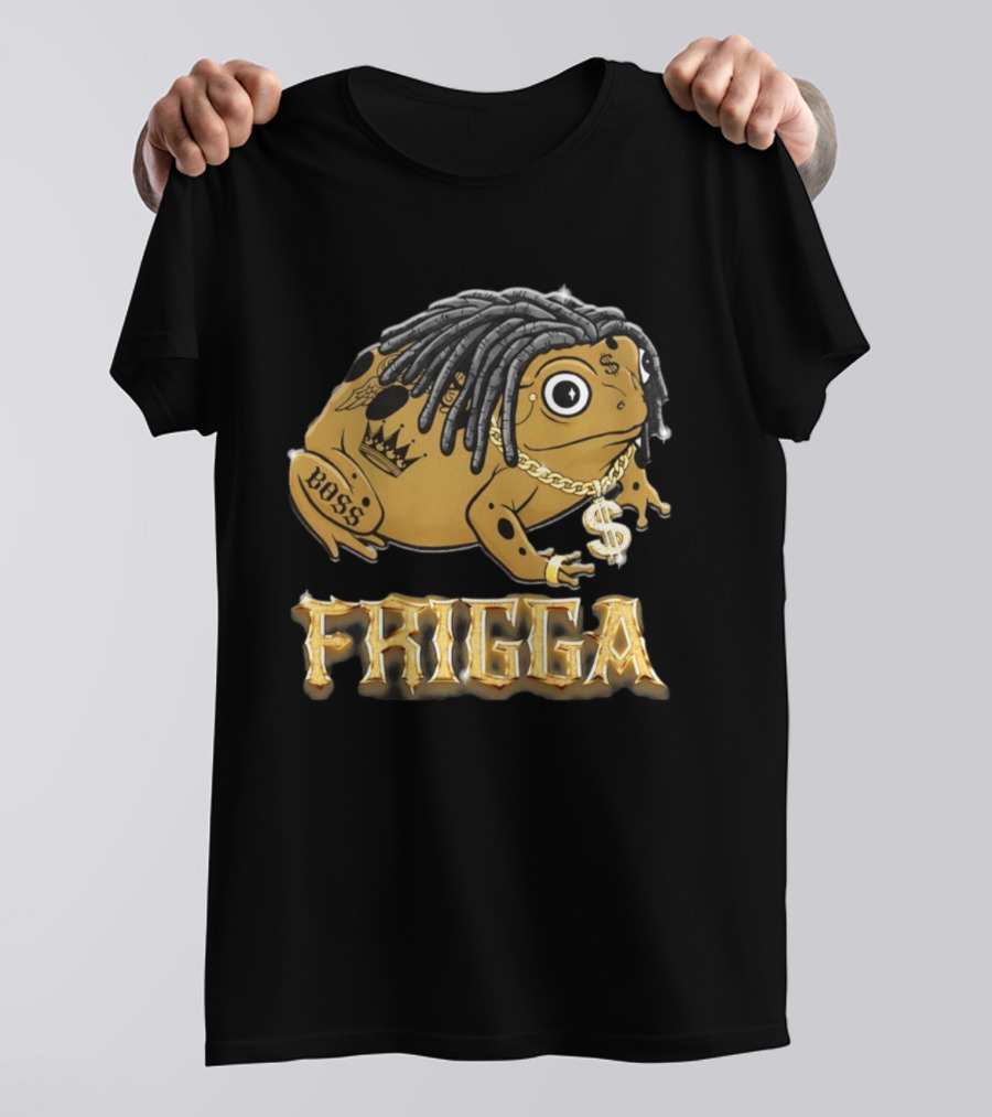 Frigga Boss Frog Crown Tattoos Dollar Chain T-Shirt