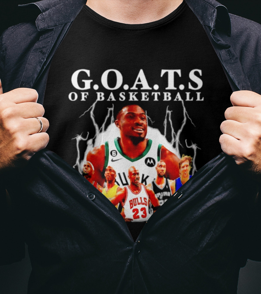 G.O.A.T.S Of Basketball Giannis Antetokounmpo LeBron James Kobe Bryant Michael Jordan Tim Duncan Dirk Nowitzki T-Shirt