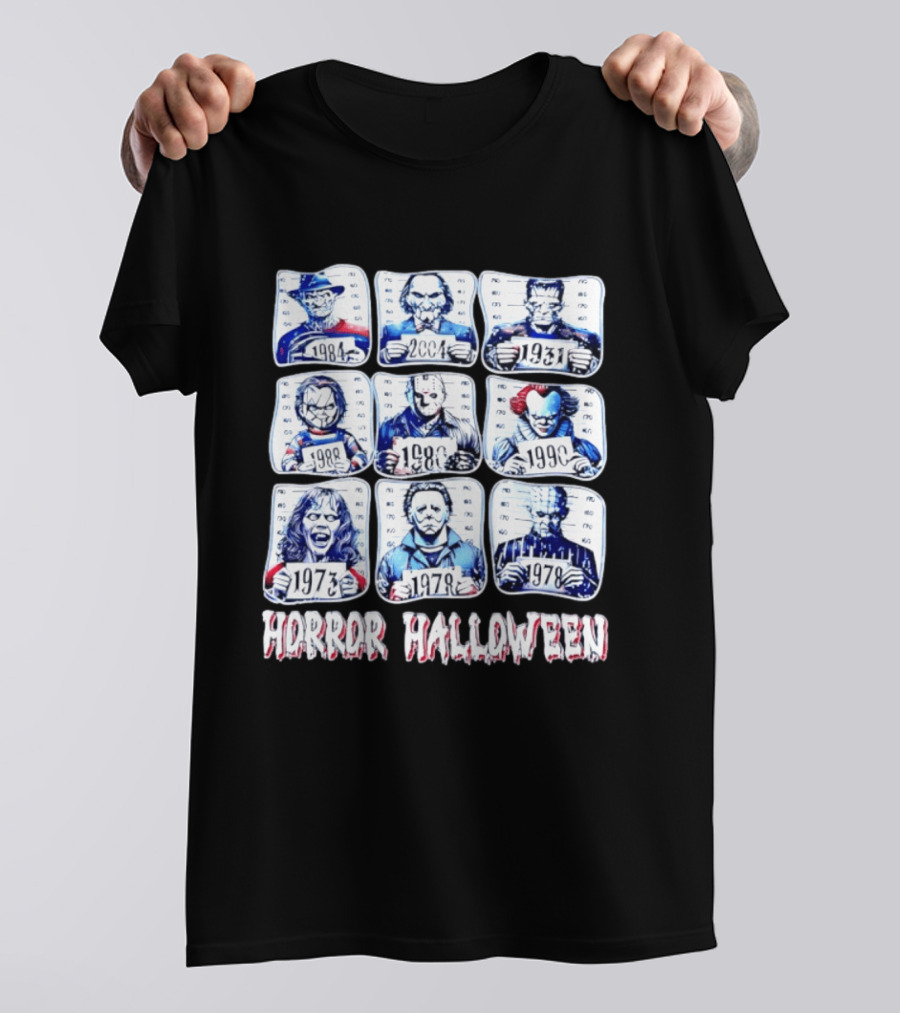 Horror Halloween Shot Characters 1973 1978 1980 1984 1988 1990 2004 Iconic Slashers T-Shirt