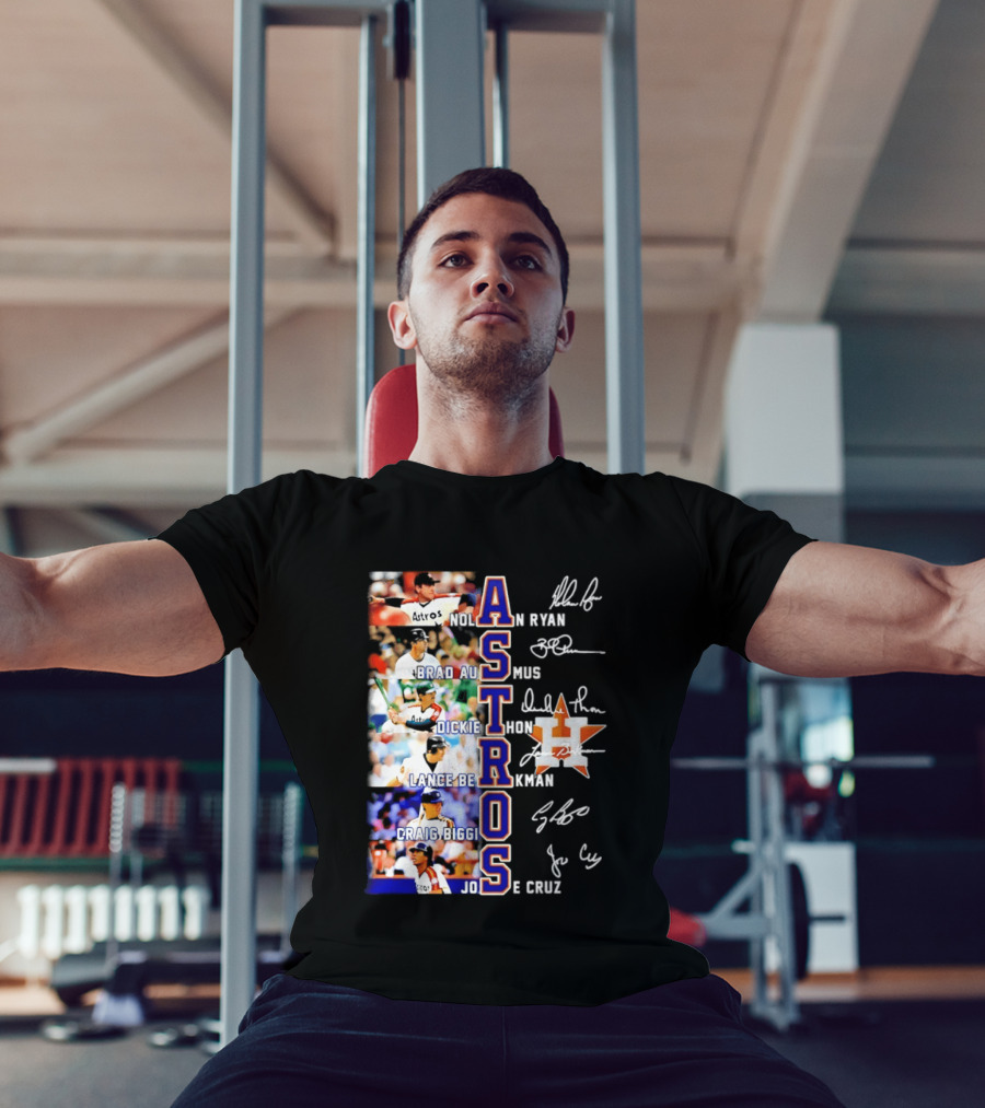 Nolan Ryan Brad Ausmus Dickie Thon Lance Berkman Craig Biggio Jose Cruz Houston Astros Baseball Legends T-Shirt