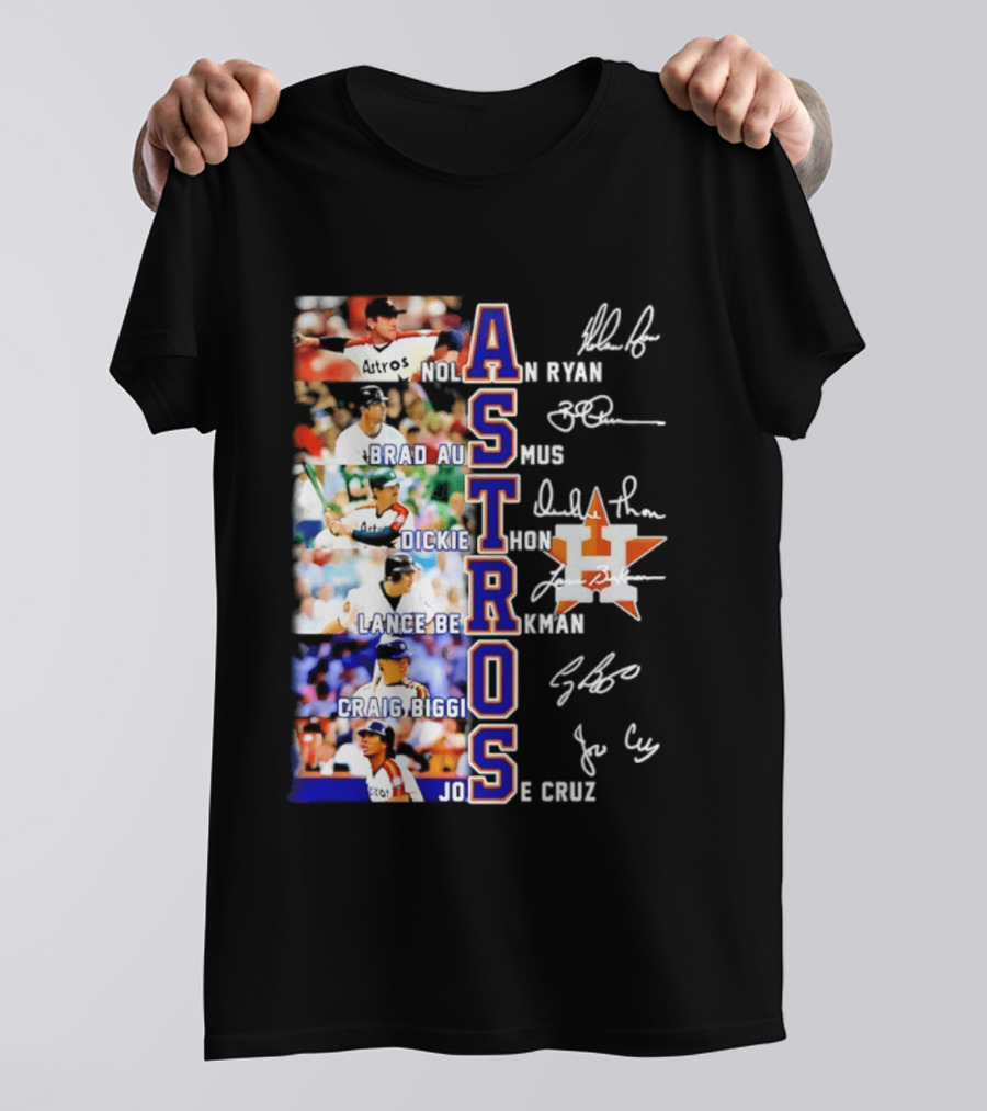 Nolan Ryan Brad Ausmus Dickie Thon Lance Berkman Craig Biggio Jose Cruz Houston Astros Baseball Legends T-Shirt