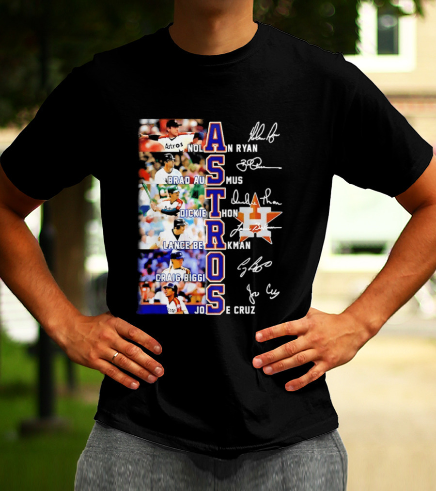 Nolan Ryan Brad Ausmus Dickie Thon Lance Berkman Craig Biggio Jose Cruz Houston Astros Baseball Legends T-Shirt