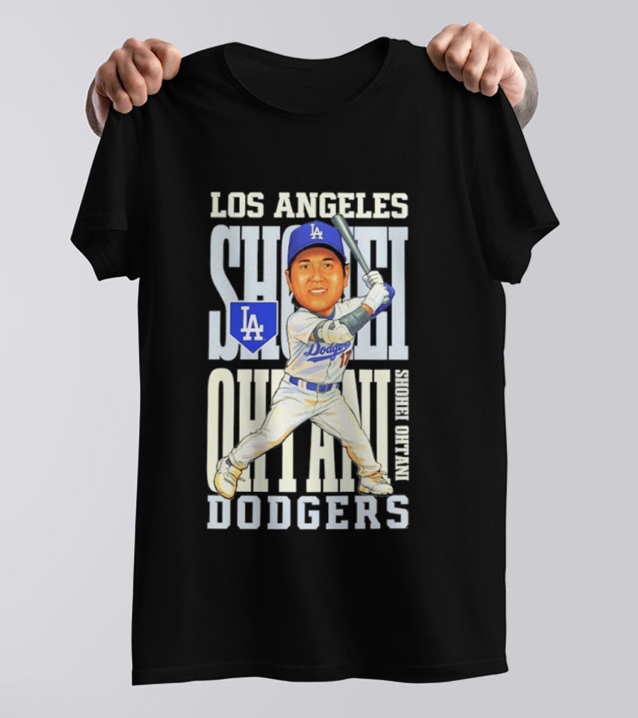 Los Angeles Dodgers Shohei Ohtani Caricature Dodgers Baseball T-Shirt