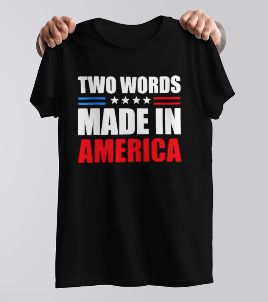 Two Words Made In America Patriotic USA Stars And Stripes T-Shirt