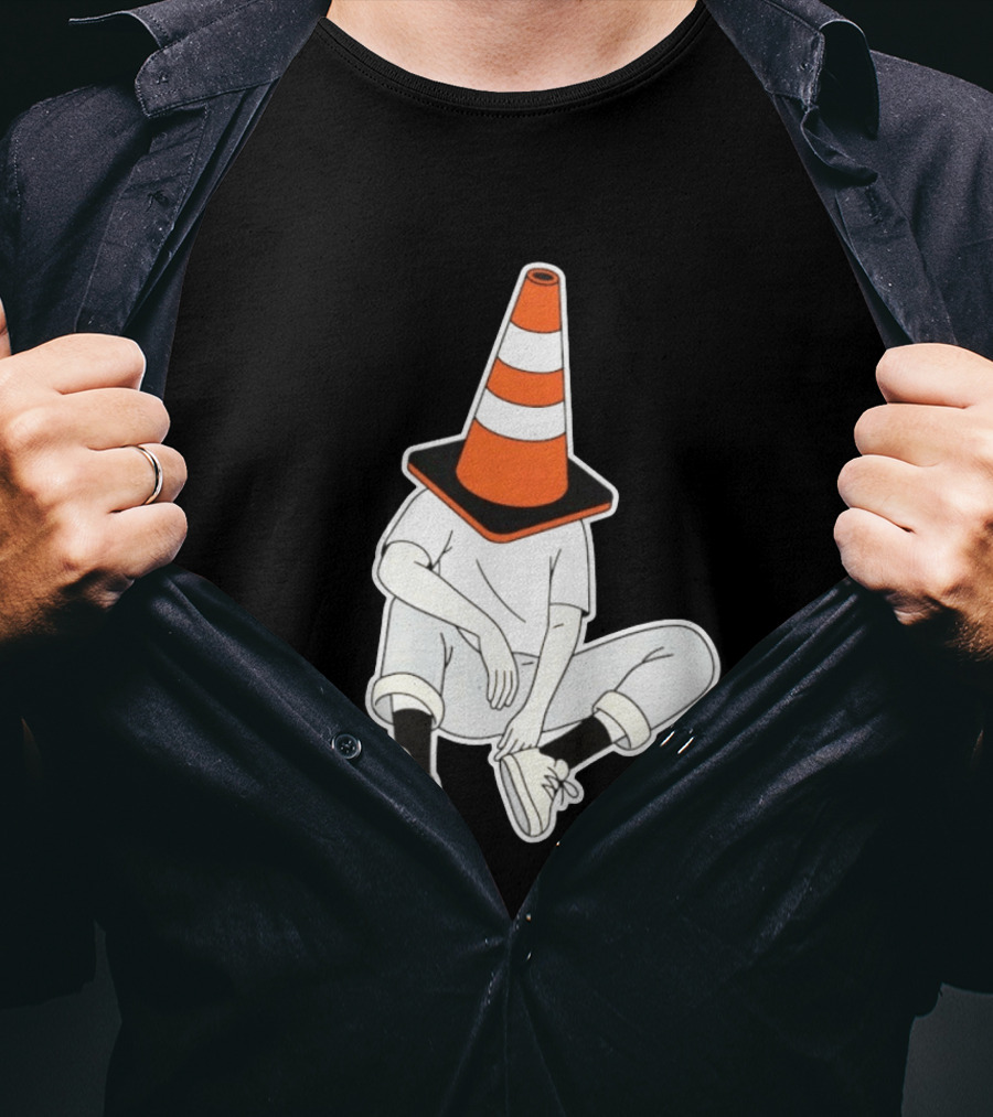 Under Construction Introvert Mode Traffic Cone Head Silent Reflection T-Shirt