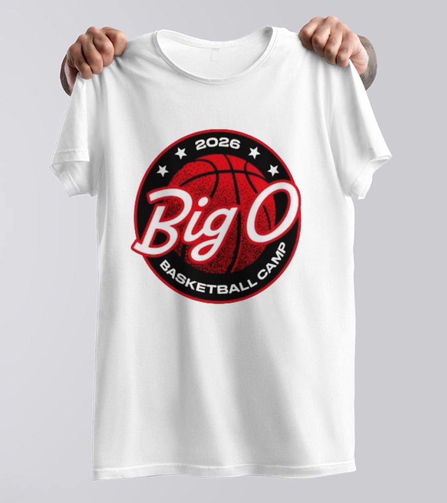 Big O Basketball Camp 2026 Red Basketball Circle Stars T-Shirt