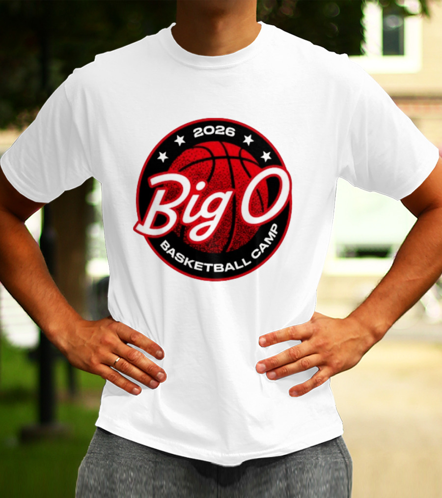 Big O Basketball Camp 2026 Red Basketball Circle Stars T-Shirt