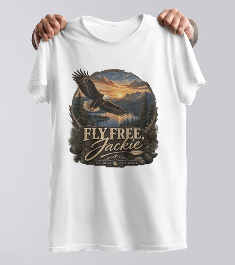 Fly Free Jackie Eagle Soaring Big Bear California Sunset T-Shirt