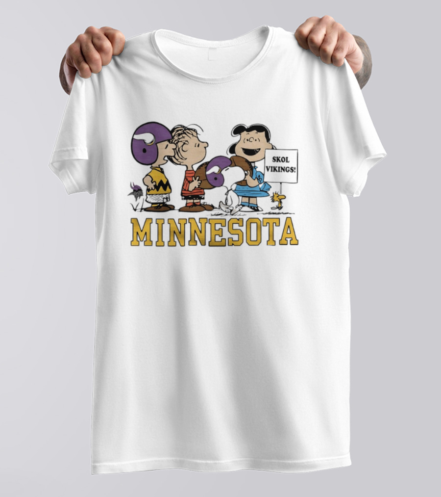 Minnesota Vikings Peanuts Skol Vikings Linus Lucy Woodstock Charlie Brown T-Shirt