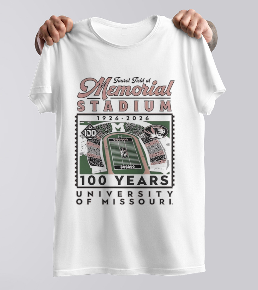 Faurot Field At Memorial Stadium 100 Years 1926 2026 University Of Missouri T-Shirt