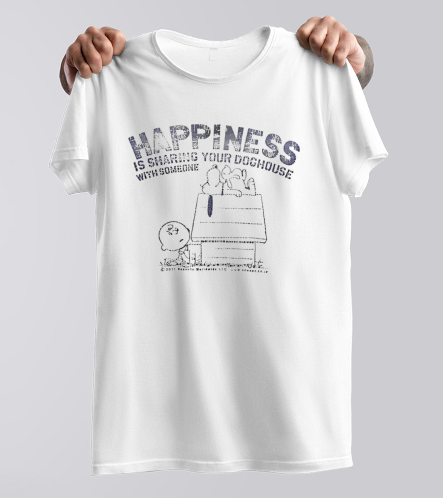 Happiness Is Sharing Your Doghouse With Someone Peanuts Snoopy And Woodstock Charlie Brown T-Shirt