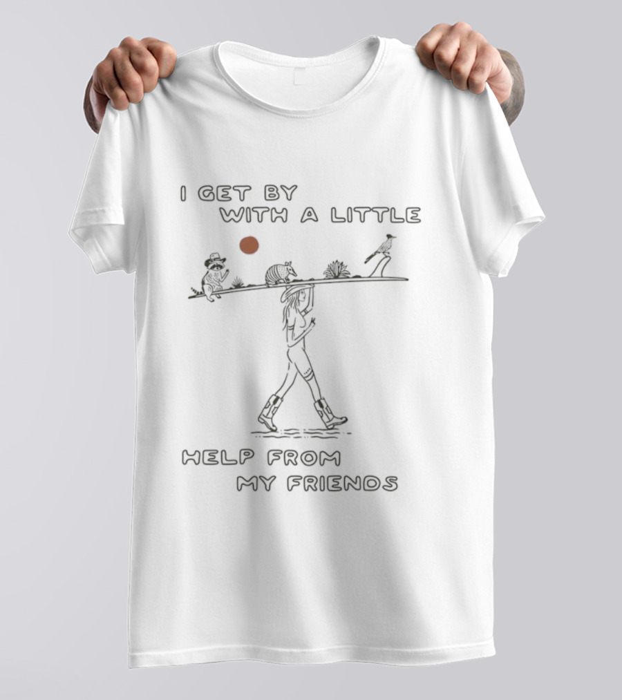 I Get By With A Little Help From My Friends Beatles Lyrics Sketch T-Shirt