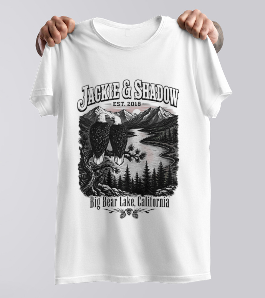 Jackie And Shadow Est 2018 Big Bear Lake California Mountain Scene T-Shirt