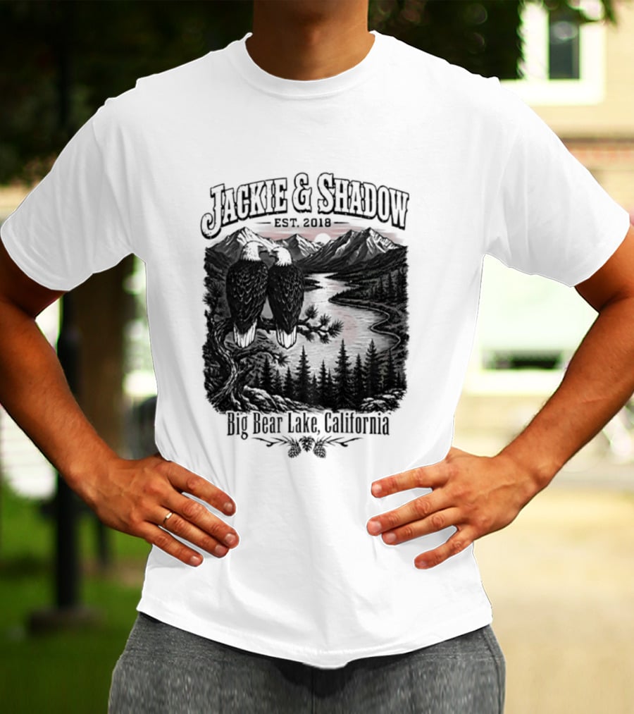 Jackie And Shadow Est 2018 Big Bear Lake California Mountain Scene T-Shirt