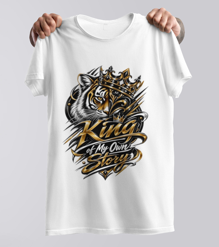 King Of My Own Story Tiger Crown Motif T-Shirt