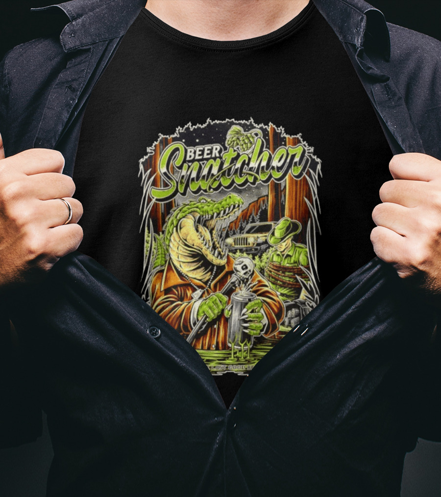 Beer Snatcher Alligator One Last Good Beer Hunter Scene T-Shirt