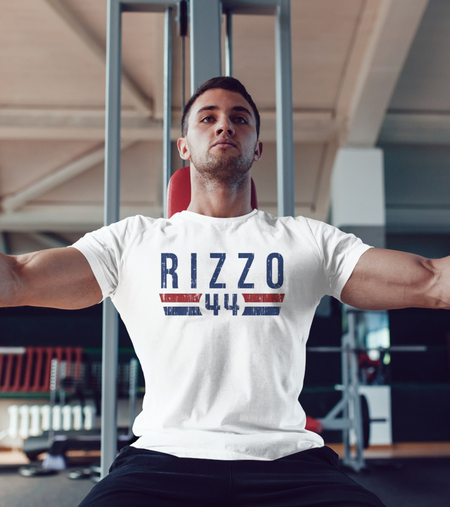 Anthony Rizzo 44 Chicago Cubs MLB 2026 Name And Number Blue Red T-Shirt