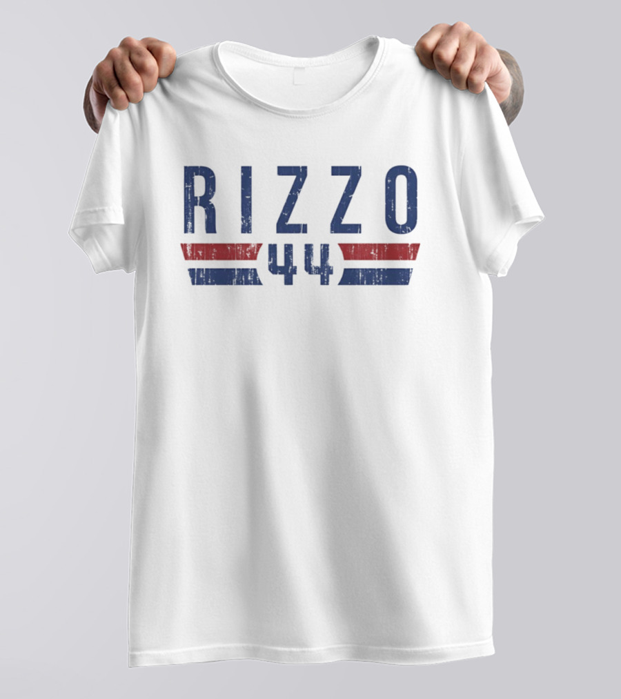 Anthony Rizzo 44 Chicago Cubs MLB 2026 Name And Number Blue Red T-Shirt