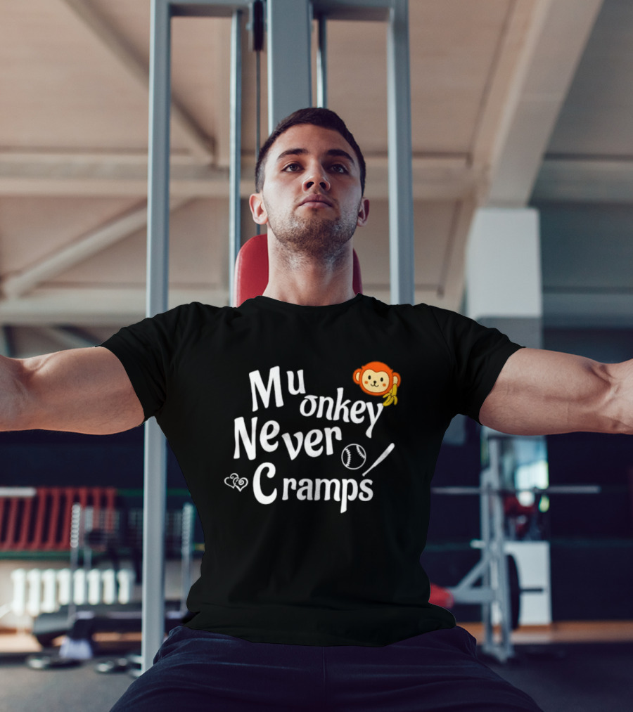 Mu Onkey Never Cramps Baseball Sports With Cute Monkey And Baseball T-Shirt