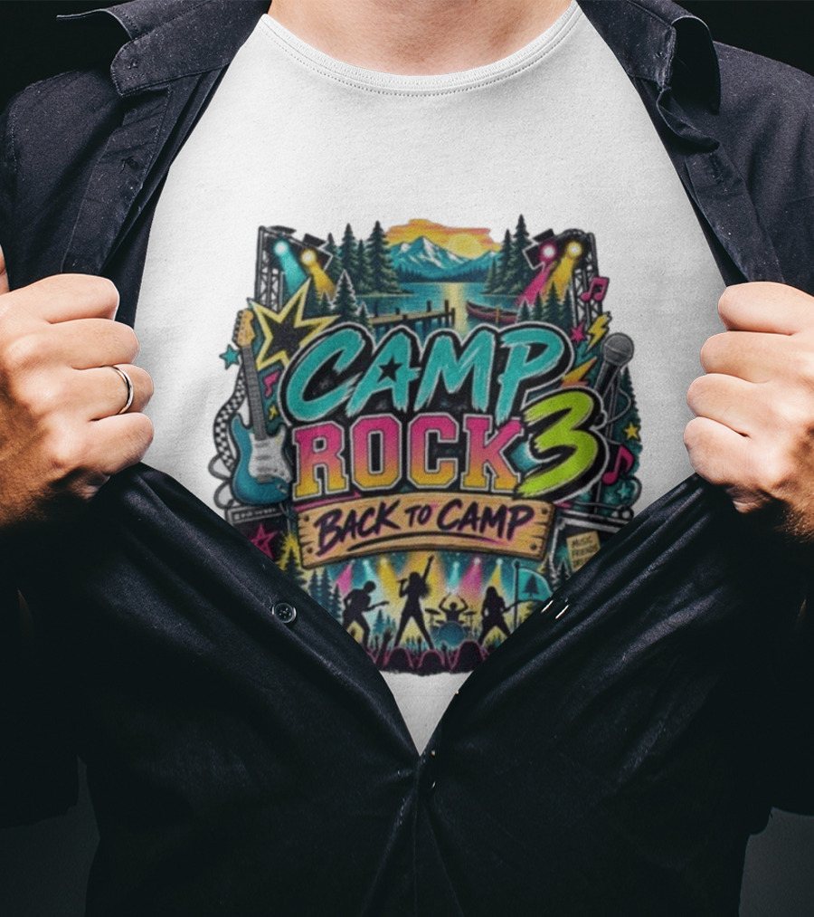 Camp Rock 3 Back To Camp Music Stage Adventure With Guitars And Stars T-Shirt