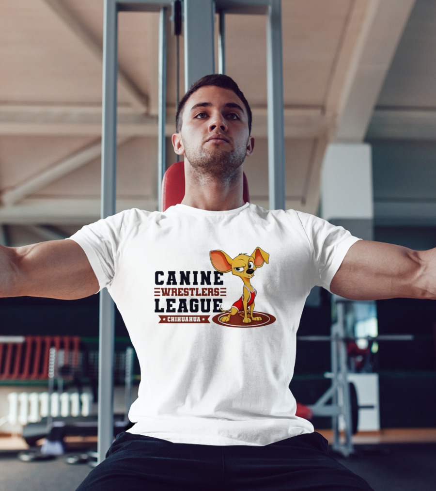 Canine Wrestlers League Chihuahua Wrestler Cartoon T-Shirt