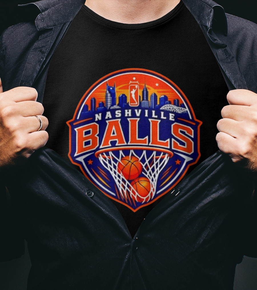 Nashville Balls Basketball Sports Skyline And Net T-Shirt