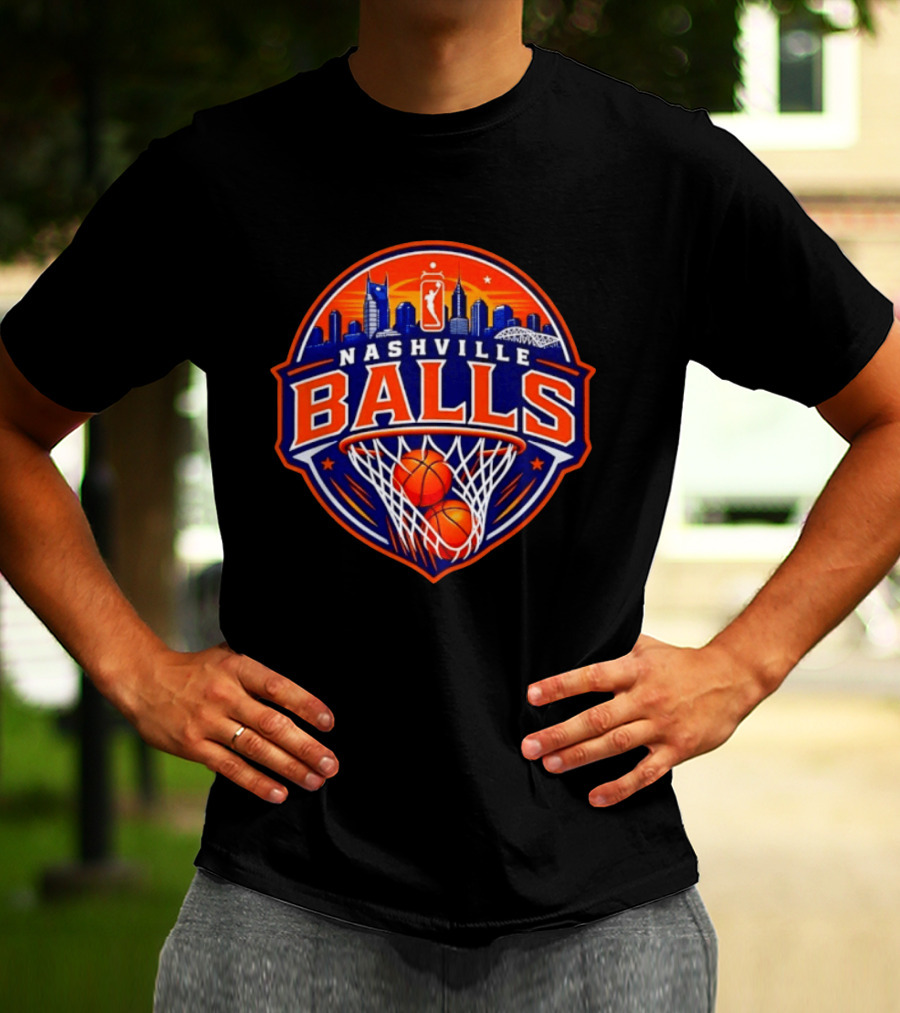 Nashville Balls Basketball Sports Skyline And Net T-Shirt