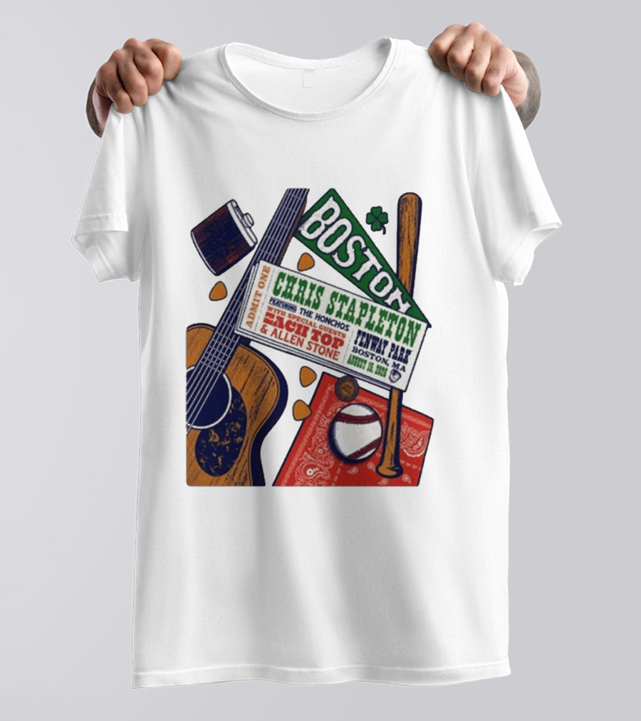 Chris Stapleton Live At Fenway Park Boston August 15 2026 Featuring The Honchos Zach Top Allen Stone T-Shirt