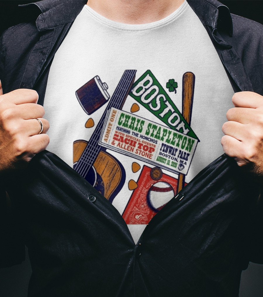 Chris Stapleton Live At Fenway Park Boston August 15 2026 Featuring The Honchos Zach Top Allen Stone T-Shirt