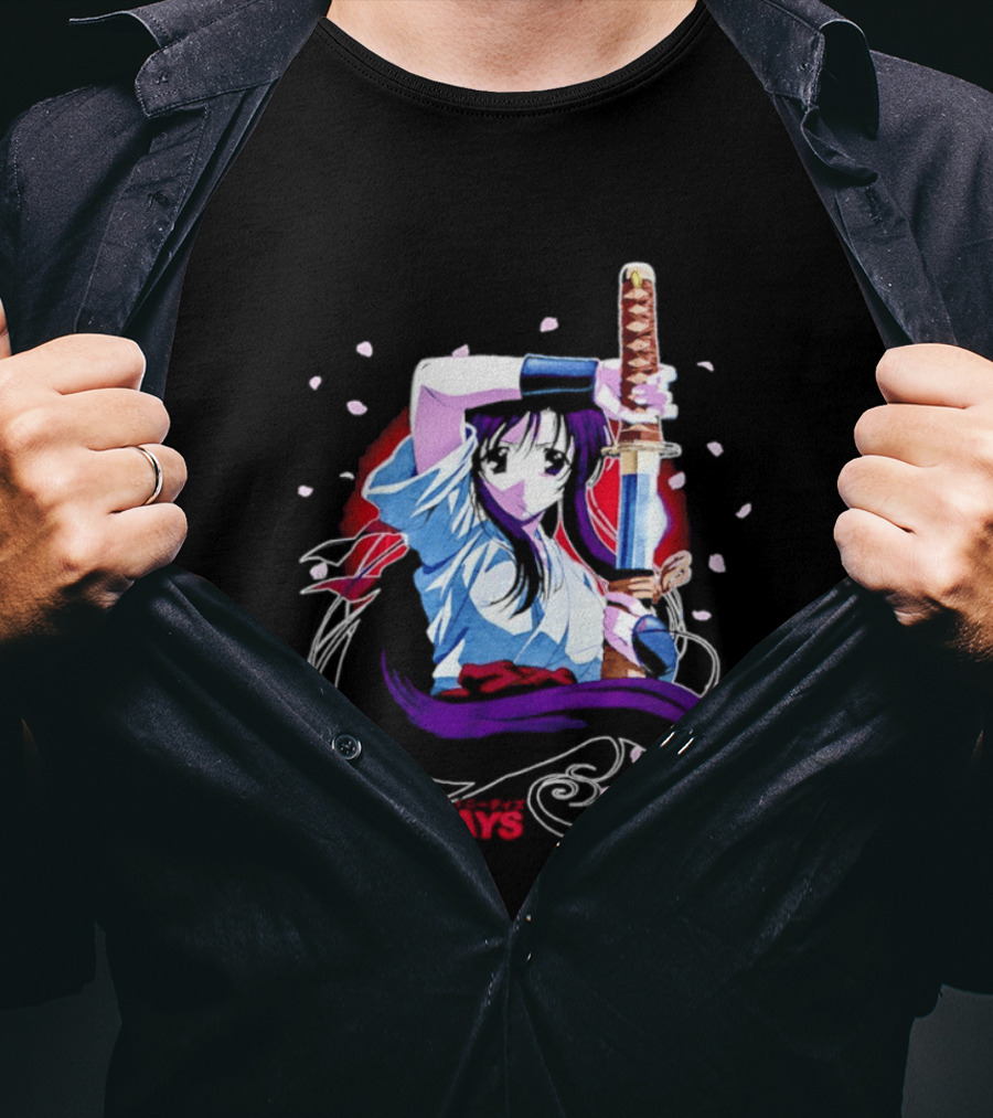 Shiny Days Anime Girl Katana Samurai T-Shirt