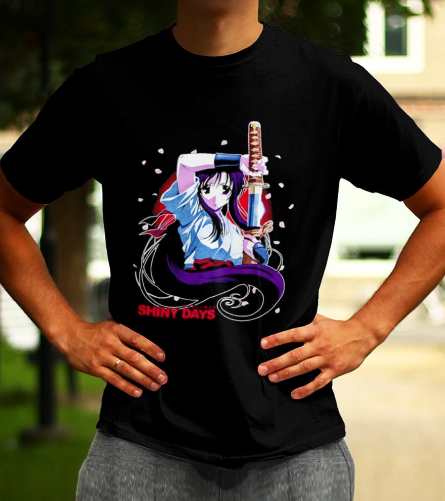 Shiny Days Anime Girl Katana Samurai T-Shirt