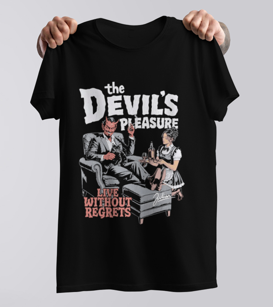 The Devil's Pleasure Live Without Regrets Vintage Lounge Scene T-Shirt