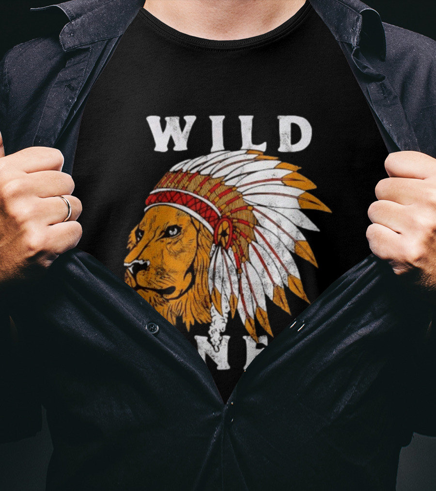Wild Ones Lion Native American Headdress T-Shirt