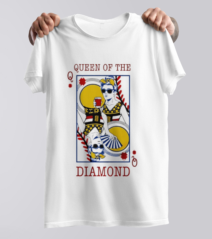 Queen Of The Diamond Playing Card Baseball T-Shirt