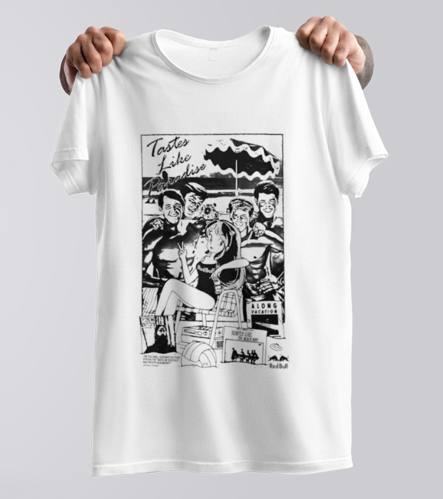 Tastes Like Paradise Vacation Surfer Girl The Beach Boys Red Bull T-Shirt