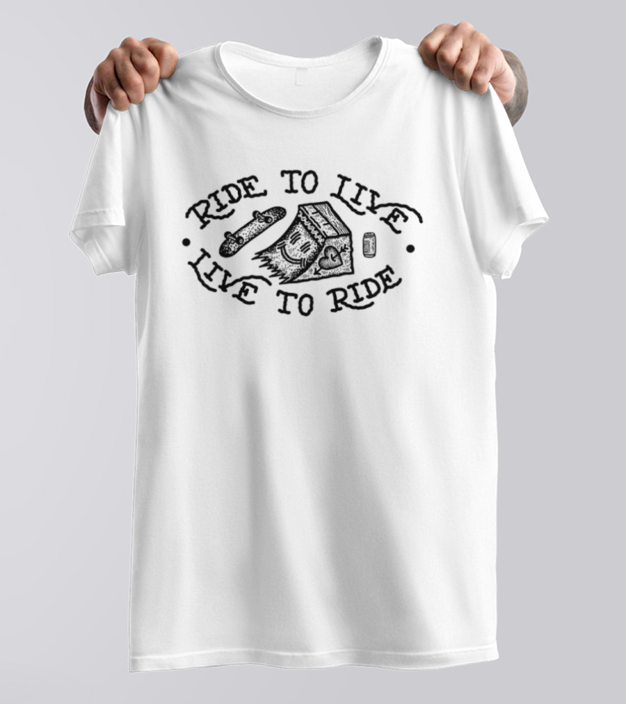 Ride To Live Live To Ride Skateboard Beer House T-Shirt