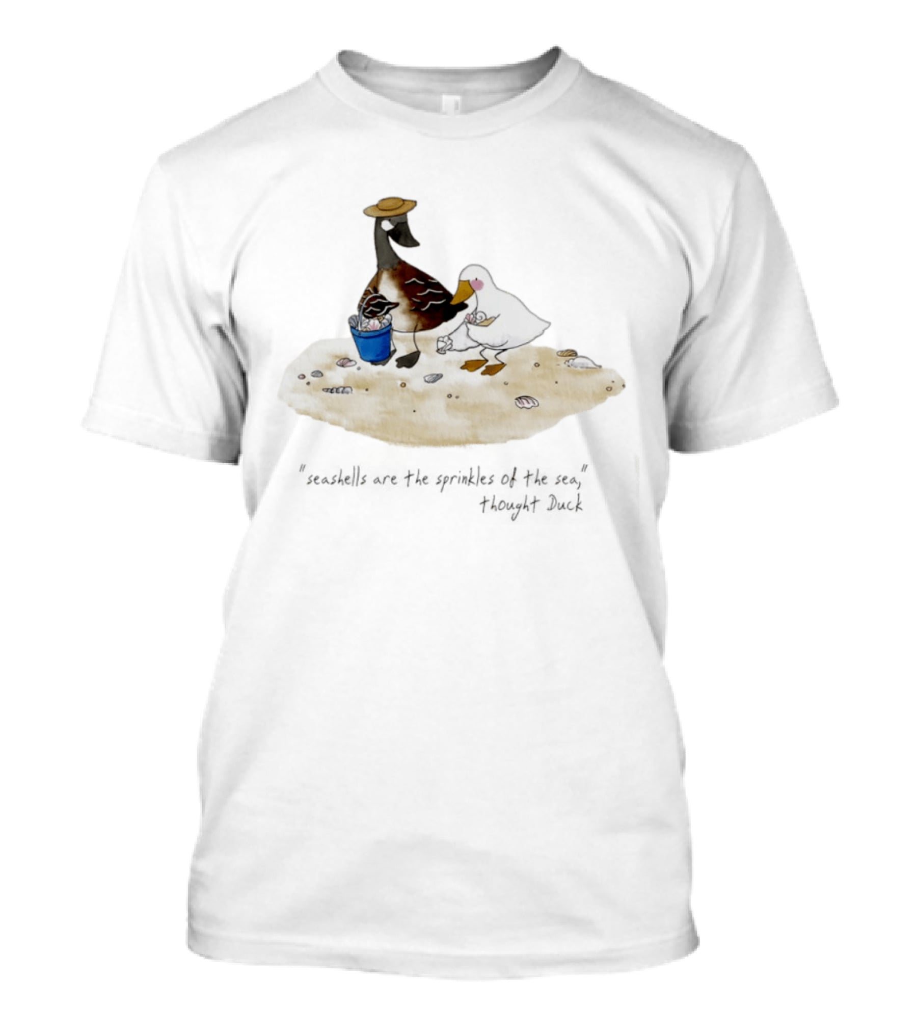 Seashells Are The Sprinkles Of The Sea Duck Holding Bucket T-Shirt