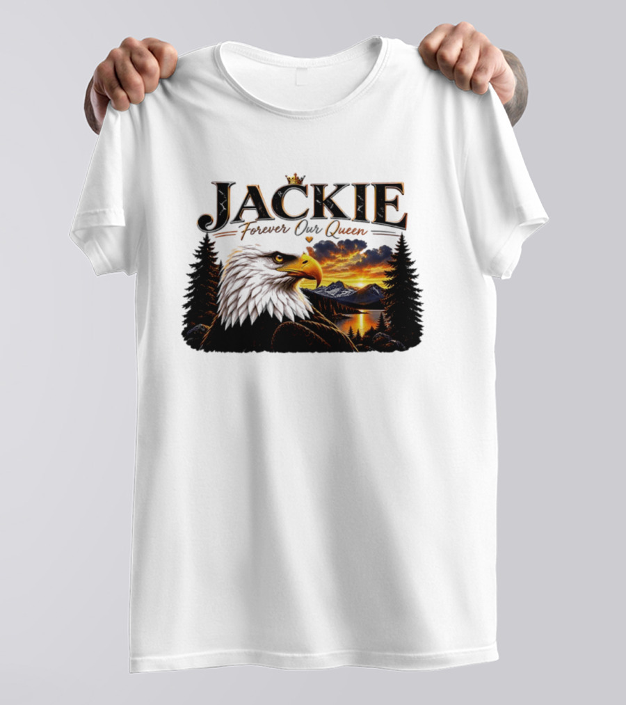 Jackie Forever Our Queen Eagle Sunset Mountain Scene T-Shirt