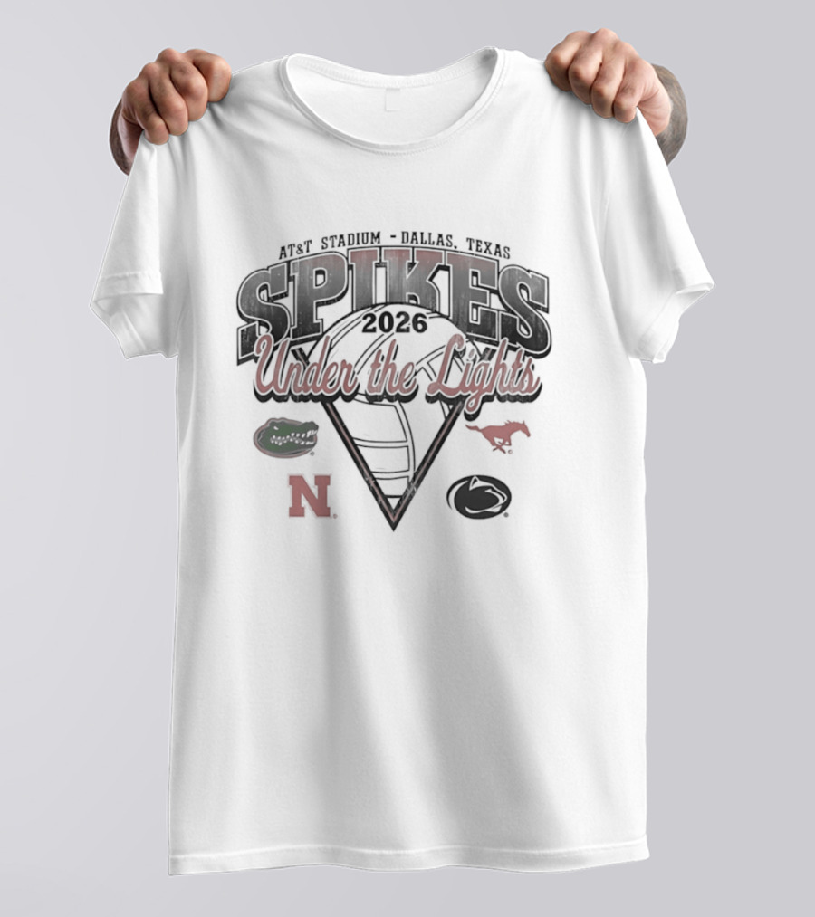 AT&T Stadium Spikes Under The Lights 2026 Dallas Texas Gators Huskers Mustangs Football Event T-Shirt