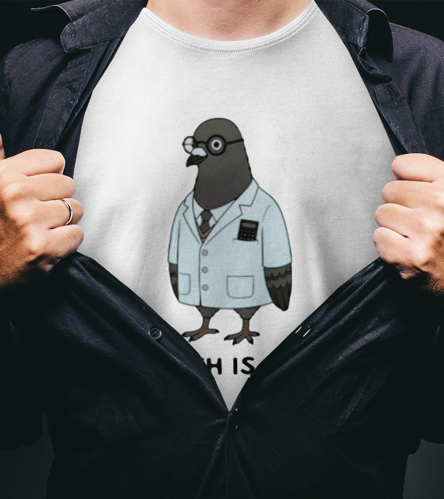 Quirky Math Is Coo Pigeon Scientist Bird With Calculator And Glasses T-Shirt