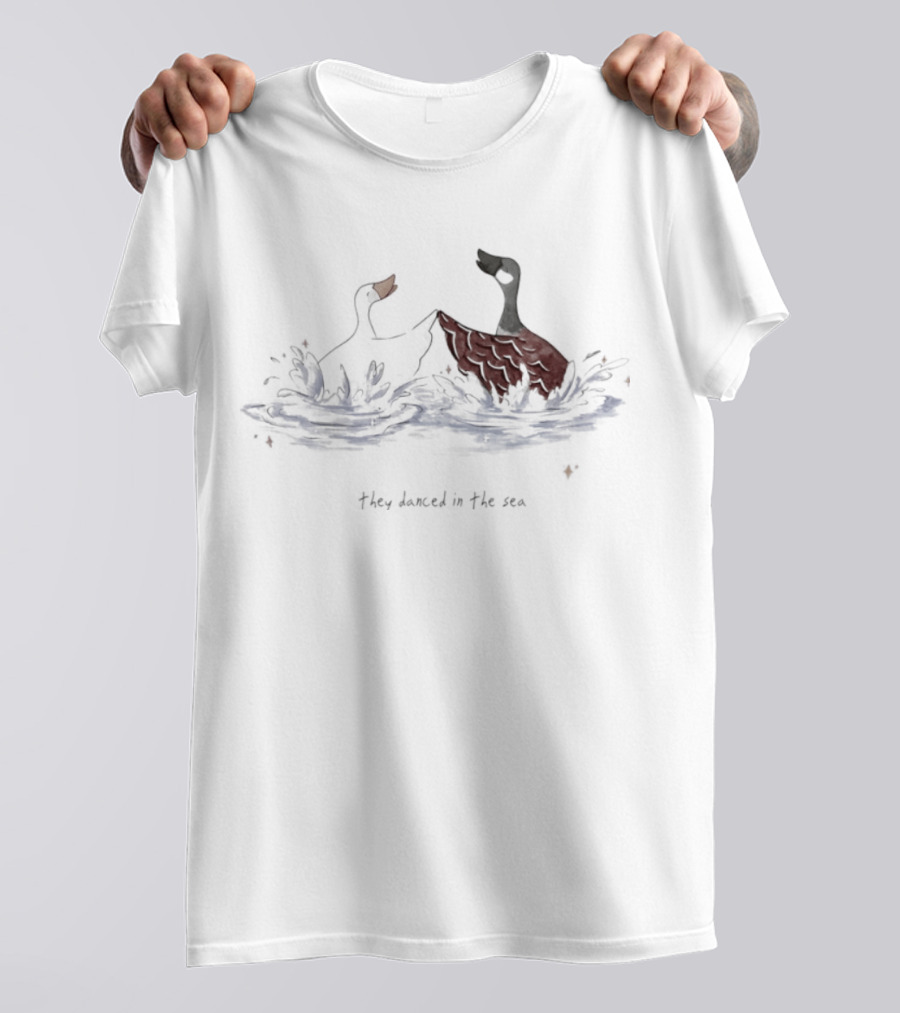 They Danced In The Sea Goose Ducks Watercolor T-Shirt