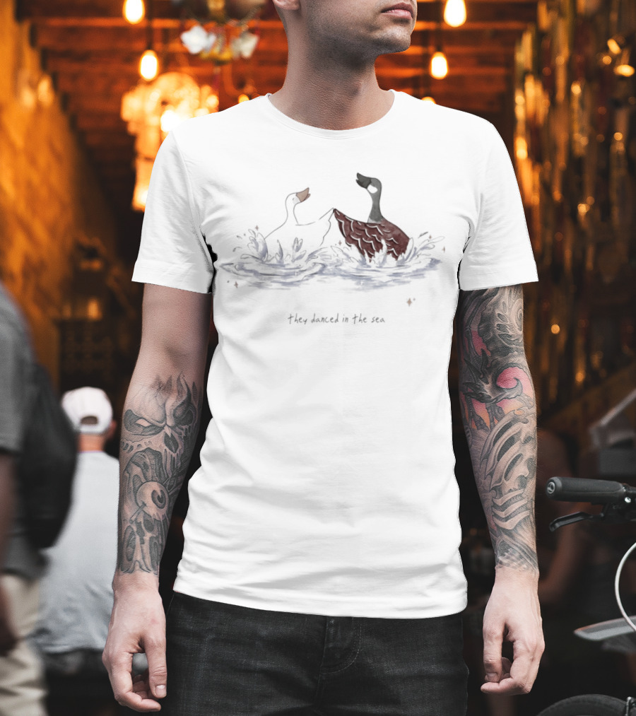 They Danced In The Sea Goose Ducks Watercolor T-Shirt