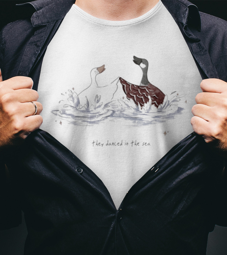 They Danced In The Sea Goose Ducks Watercolor T-Shirt