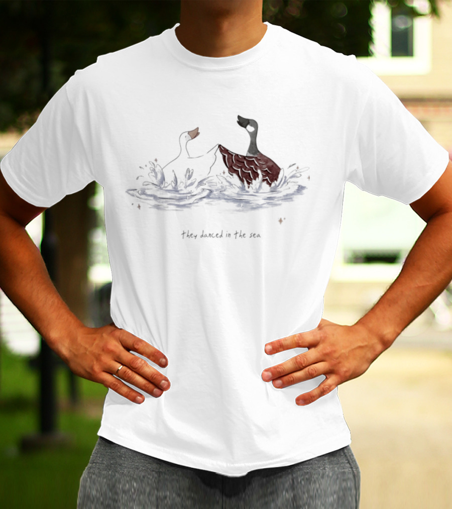 They Danced In The Sea Goose Ducks Watercolor T-Shirt