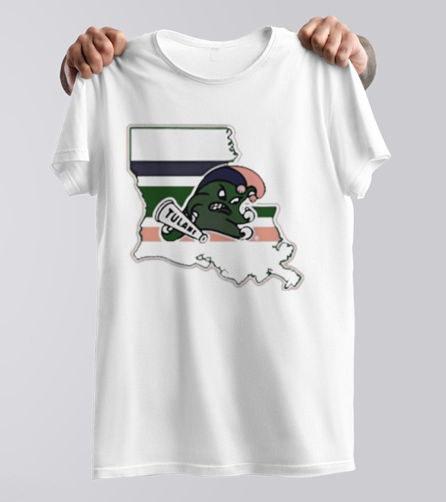 Tulane Green Wave Louisiana State Mardi Gras Map T-Shirt