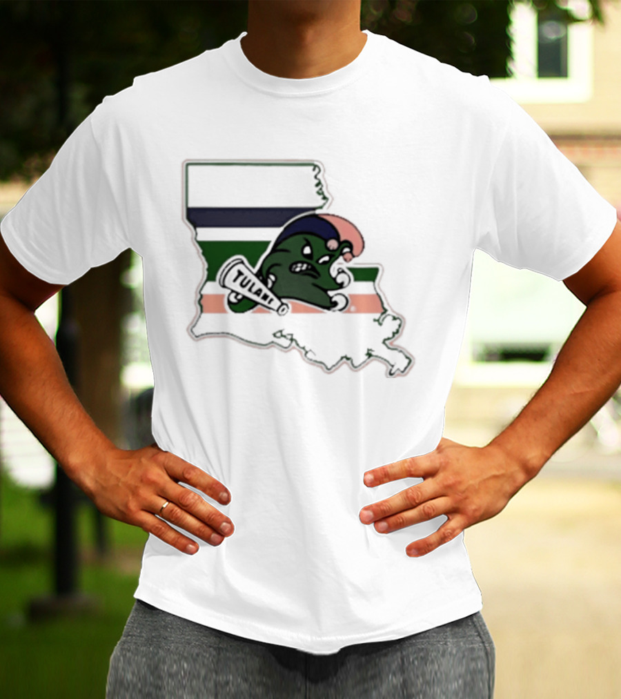 Tulane Green Wave Louisiana State Mardi Gras Map T-Shirt