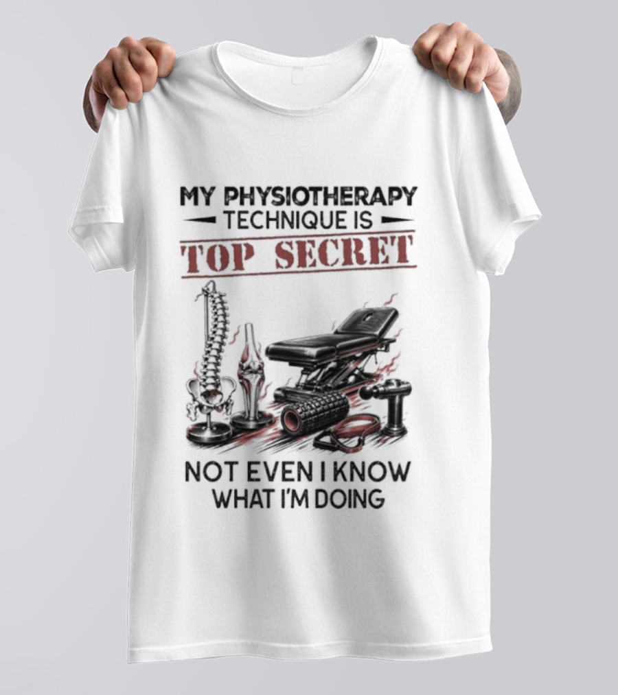 My Physiotherapy Technique Is Top Secret Not Even I Know What I'm Doing With Spinal Cord And Adjustment Table T-Shirt