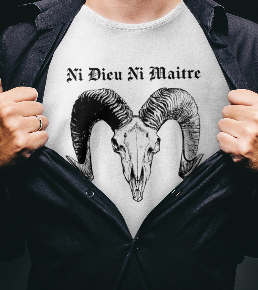 Ni Dieu Ni Maitre Ram Skull Anarchist T-Shirt