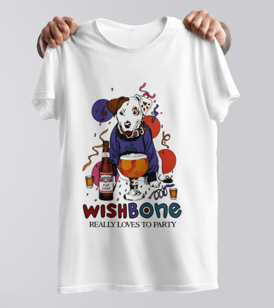 Wishbone Really Loves To Party Dog Beer Celebration T-Shirt